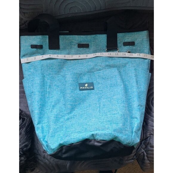 Pavilia Large Aqua Blue Utility Tote Bag With Drawstring Closure & Pockets - Dur - Picture 5 of 10
